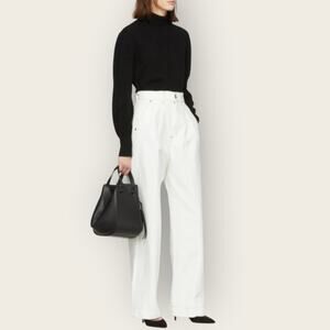 Goldsign | Wide Leg Pleated Trouser Jeans | White | Size 29